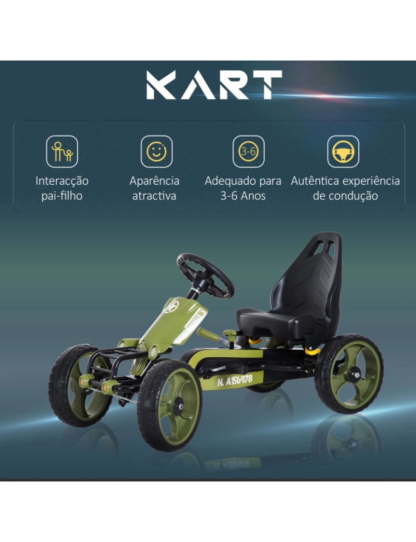 imagem grande de Go-Kart a Pedais 105x54x61cm cor verde 341-0254