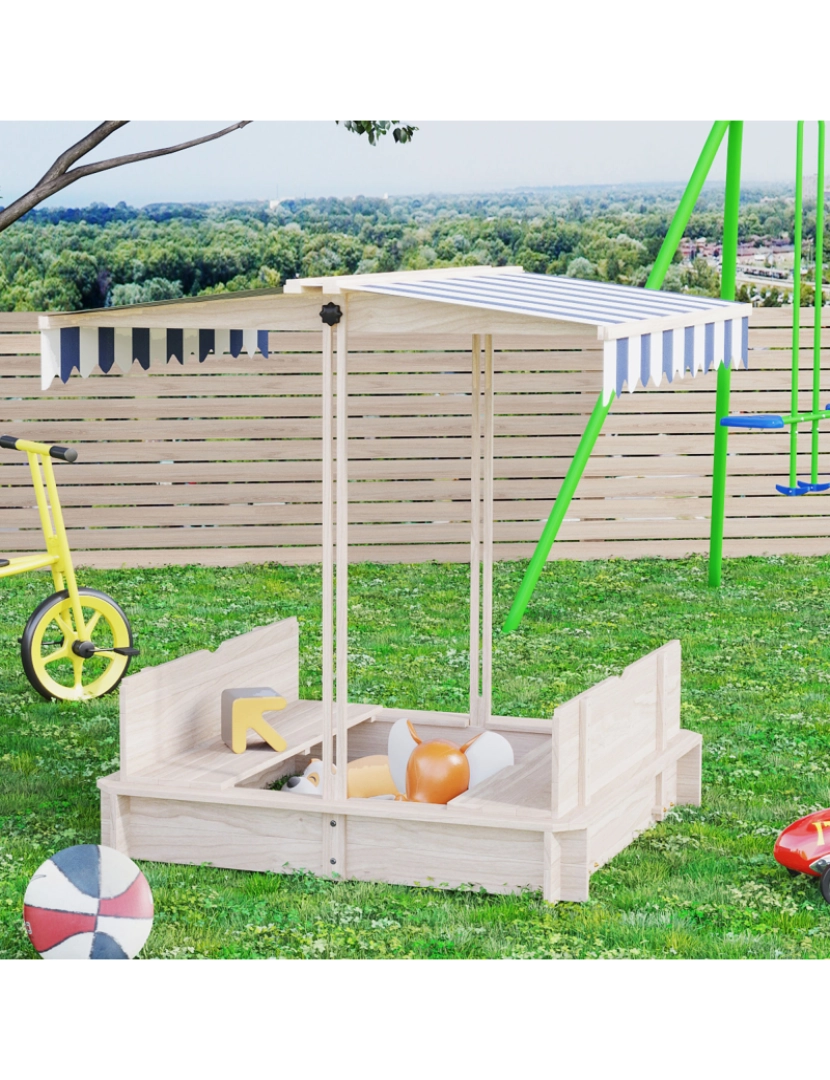 imagem de Caixa de Areia Infantil 106x106x121cm cor cor de madeira natural 343-0292