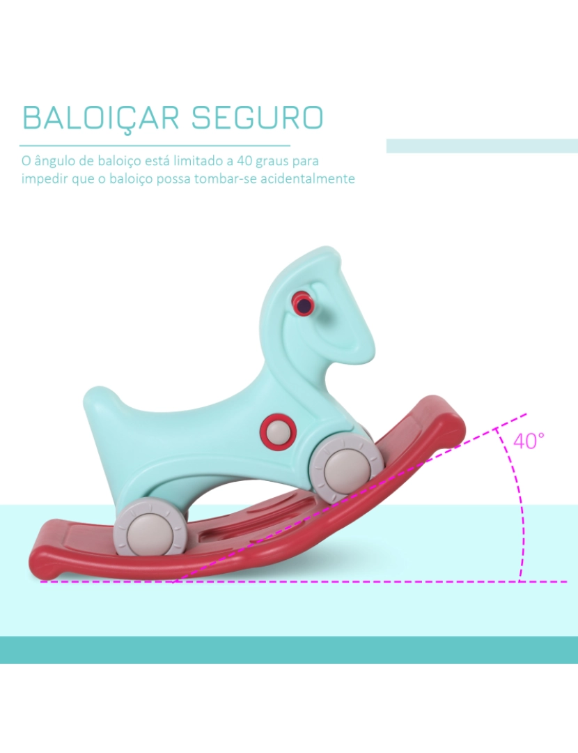 imagem de Cavalo Baloiço Infantil 73x36x43cm cor vermelho e azul 330-1335