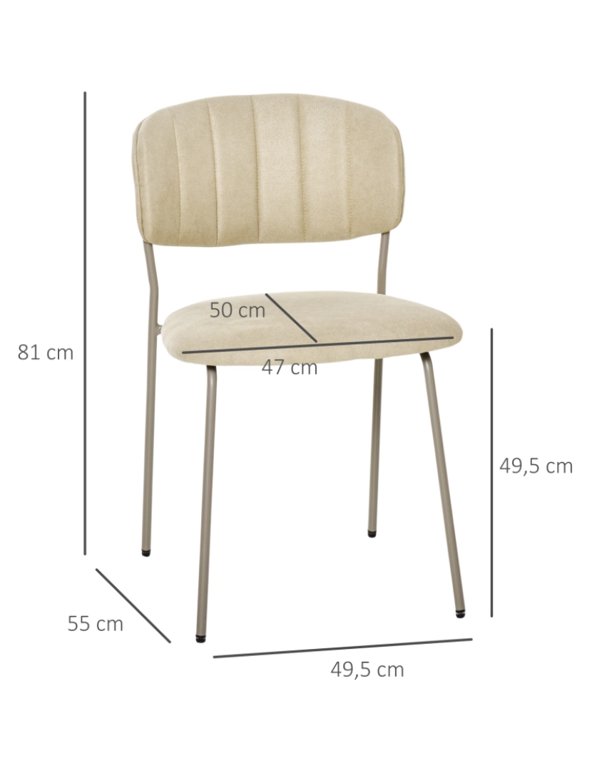 imagem de Conjunto de Cadeiras de Sala de Jantar 49.5x55x81 cor bege 835-364BG3
