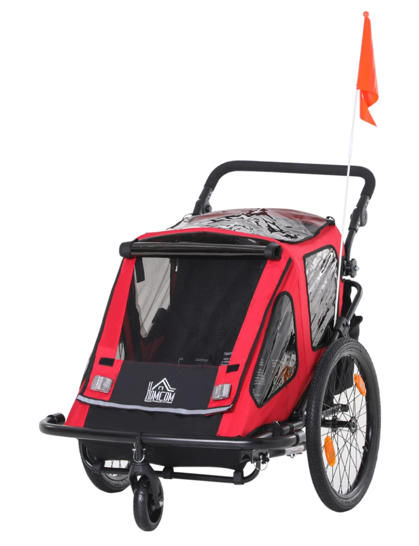 imagem de Reboque de Bicicleta para Crianças 160x83x96cm cor vermelho e preto 440-017RD1