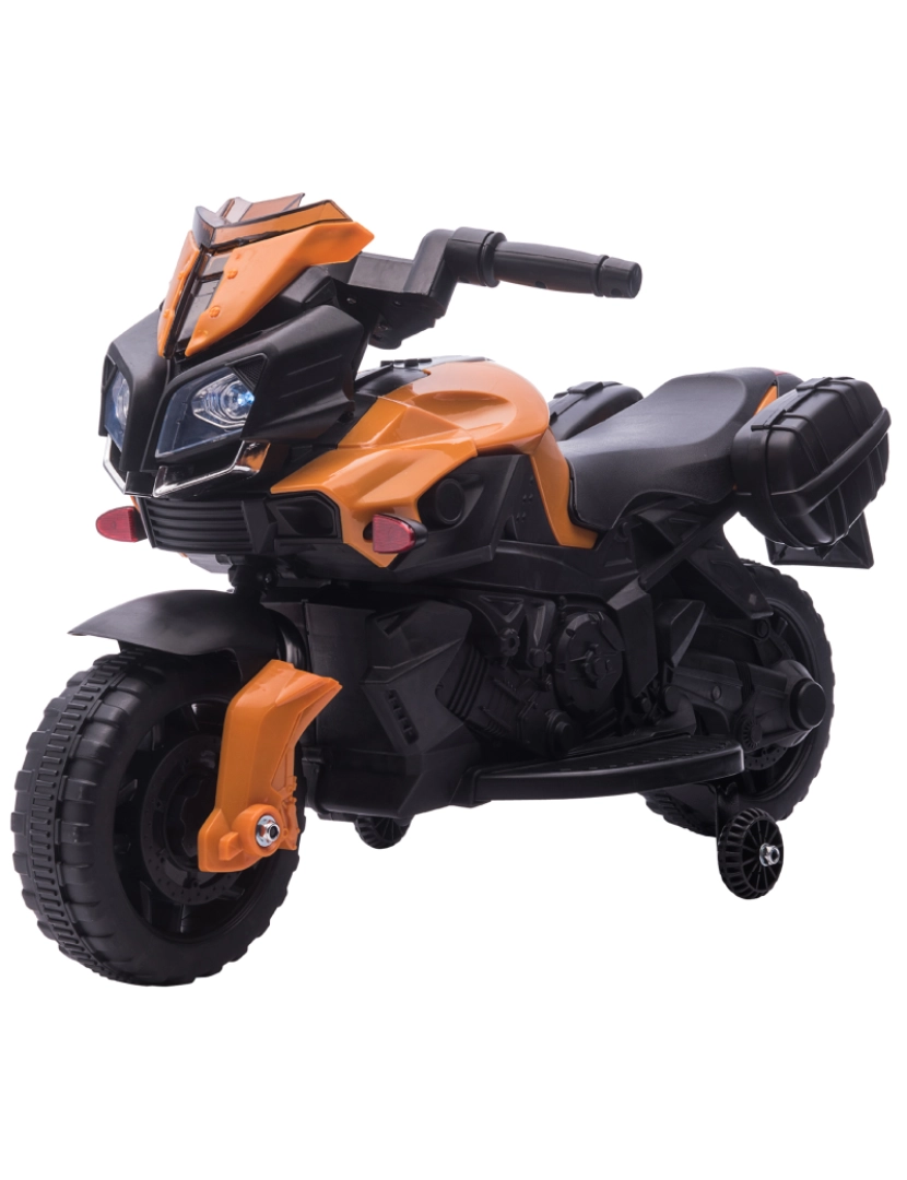 Homcom - HOMCOM Moto Elétrica para Crianças a partir de 18 Meses 6V com Faróis Buzina 2 Rodas de Equilibrio Velocidade Máx. de 3km/h Motocicleta de Brinquedo 88,5x42,5x49cm Laranja