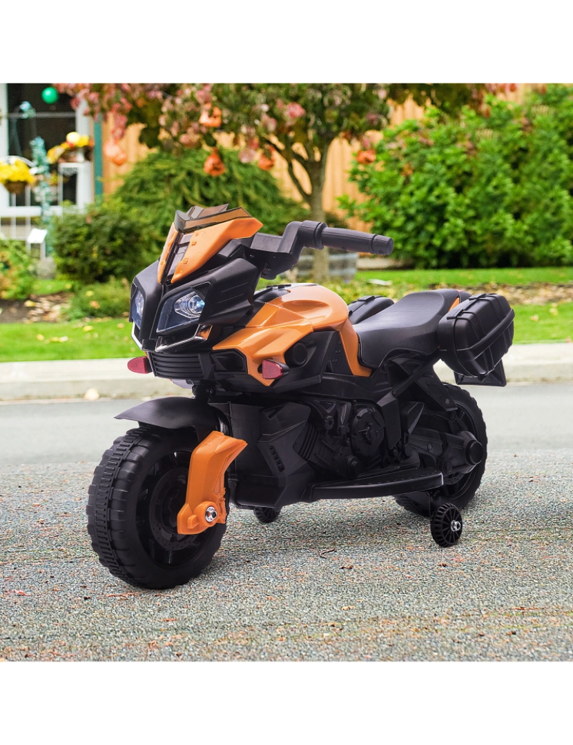 imagem de HOMCOM Moto Elétrica para Crianças a partir de 18 Meses 6V com Faróis Buzina 2 Rodas de Equilibrio Velocidade Máx. de 3km/h Motocicleta de Brinquedo 88,5x42,5x49cm Laranja2