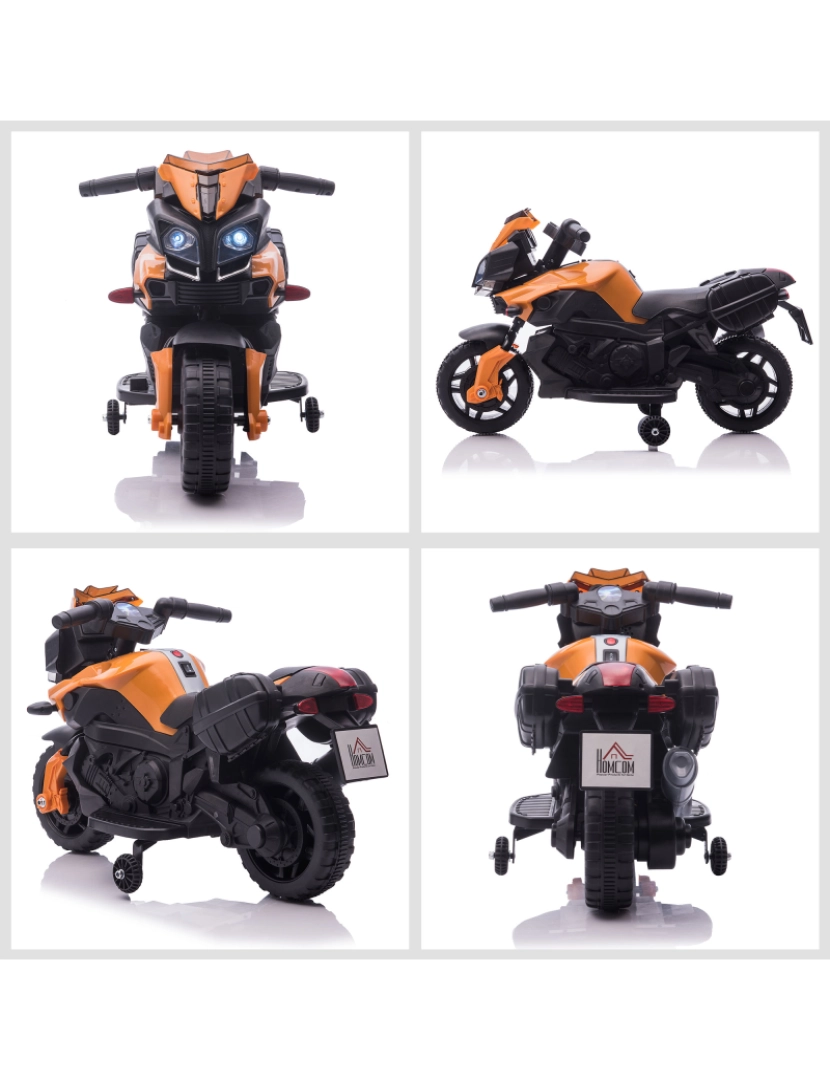 imagem de HOMCOM Moto Elétrica para Crianças a partir de 18 Meses 6V com Faróis Buzina 2 Rodas de Equilibrio Velocidade Máx. de 3km/h Motocicleta de Brinquedo 88,5x42,5x49cm Laranja8