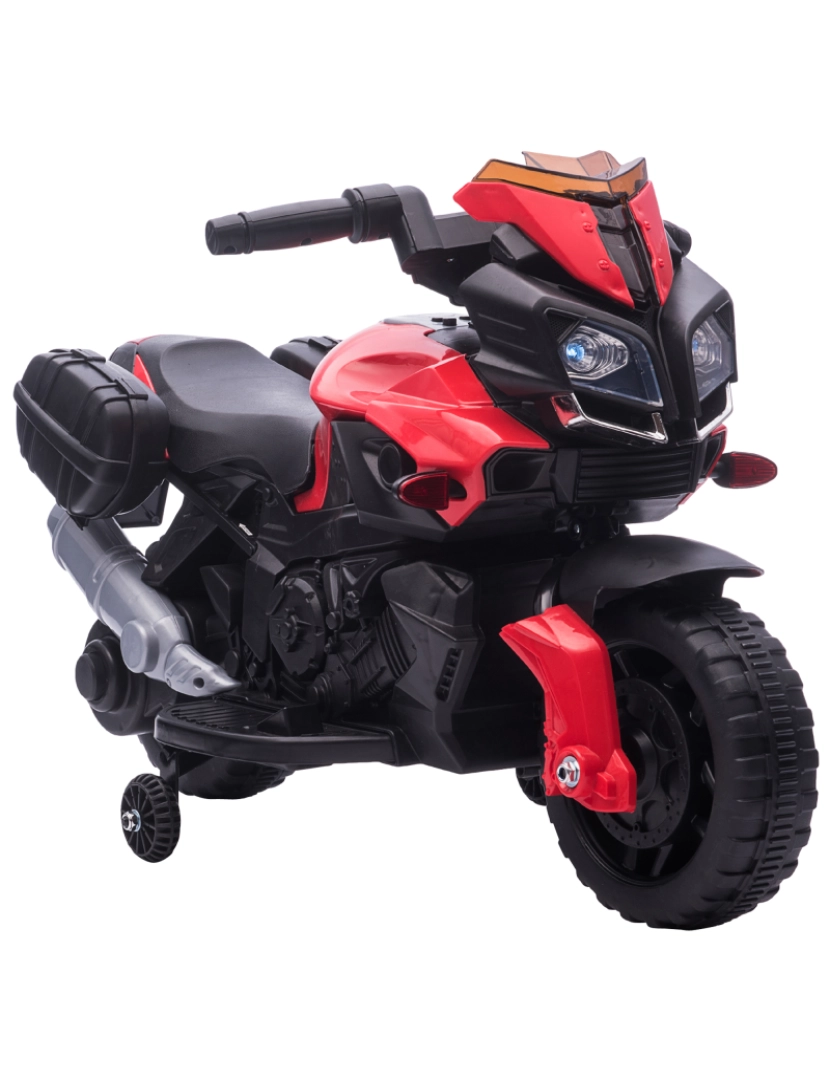 Homcom - HOMCOM Moto Elétrica para Crianças a partir de 18 Meses 6V com Faróis Buzina 2 Rodas de Equilibrio Velocidade Máx. de 3km/h Motocicleta de Brinquedo 88,5x42,5x49cm Vermelho