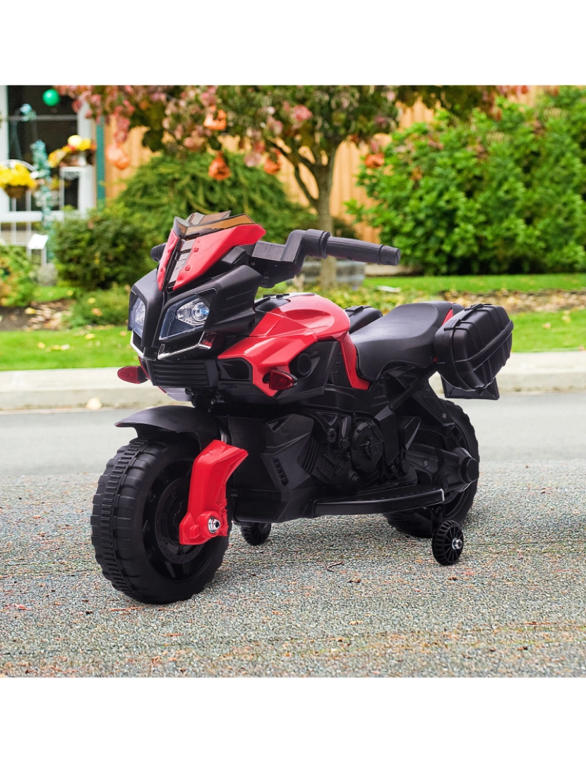 imagem de HOMCOM Moto Elétrica para Crianças a partir de 18 Meses 6V com Faróis Buzina 2 Rodas de Equilibrio Velocidade Máx. de 3km/h Motocicleta de Brinquedo 88,5x42,5x49cm Vermelho2