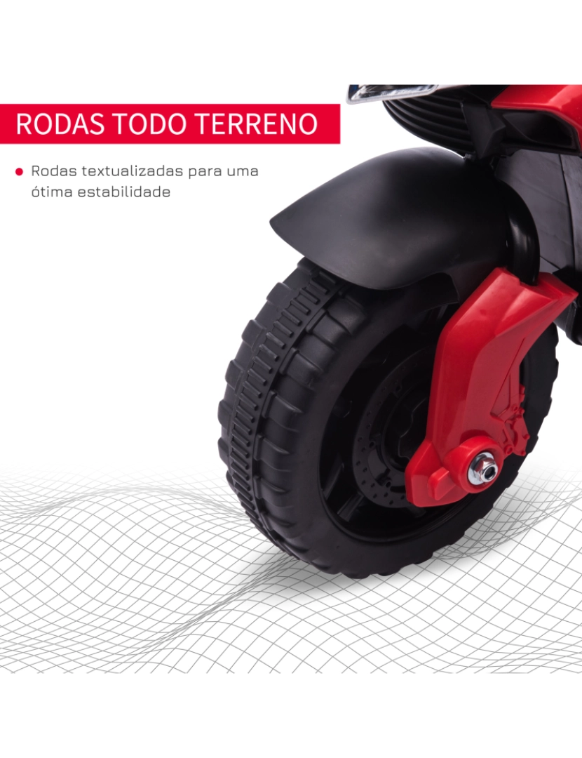 imagem de HOMCOM Moto Elétrica para Crianças a partir de 18 Meses 6V com Faróis Buzina 2 Rodas de Equilibrio Velocidade Máx. de 3km/h Motocicleta de Brinquedo 88,5x42,5x49cm Vermelho6