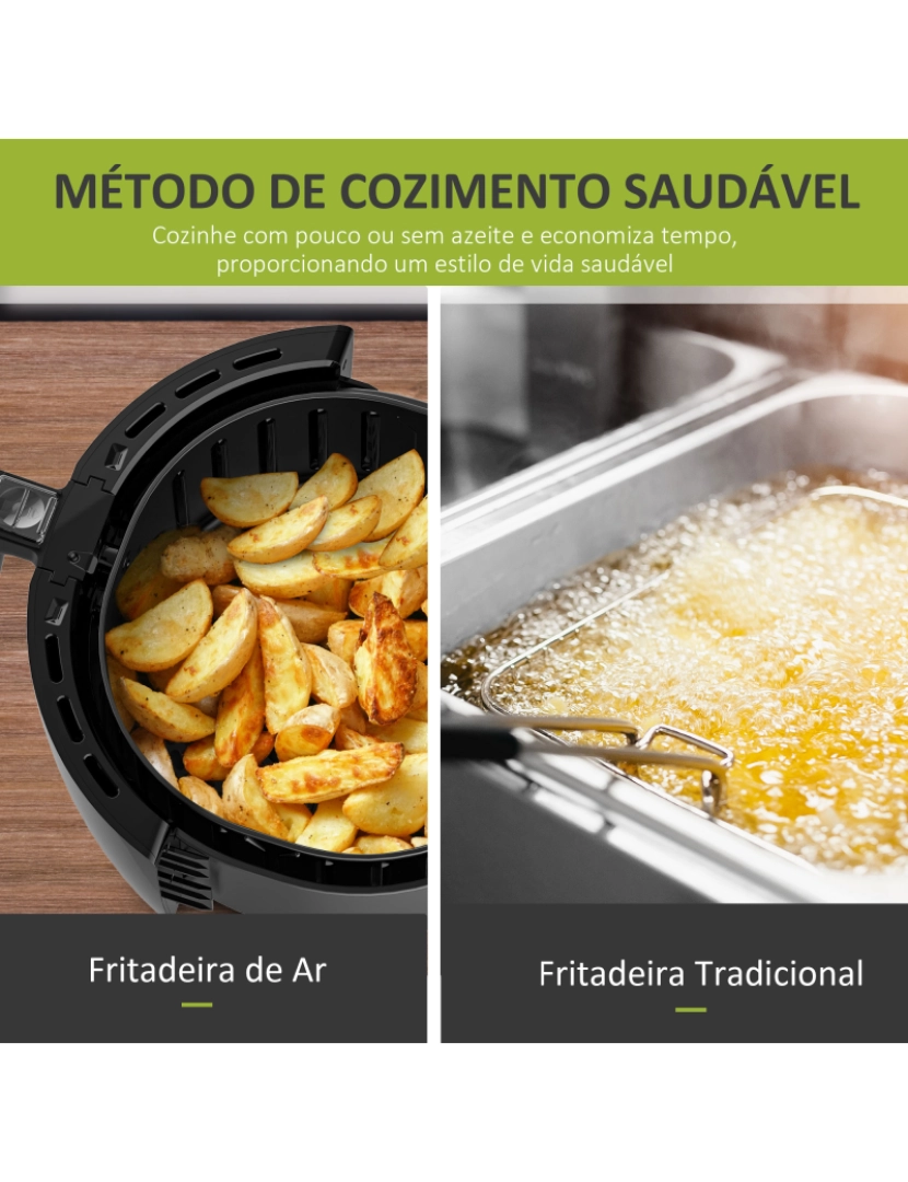imagem de HOMCOM Fritadeira sem Óleo 5,5L Fritadeira de Ar 17000W com Tela Tátil 8 Programas Temporizador Temperatura Ajustável e Desligamento Automático 41x33x37cm Preto6