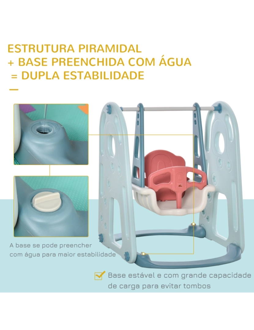 imagem de HOMCOM Escorrega Infantil com Baloiço e Cesta de Basquetebol 3 em 1 para Crianças acima de 18 meses com Assento Ajustável Centro de Atividades para Interior e Exterior 145x190x97cm Multicor6