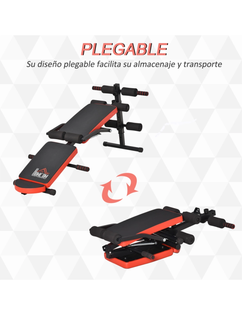 imagem de HOMCOM Banco de Abdominais Dobrável e Altura Ajustável Banco de Abdominais com Suporte para Pernas Regulável para Treinamento em Casa Escritório 148x58x52-65cm Preto5