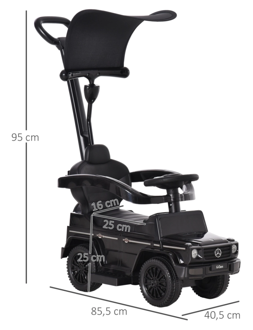 imagem de Carro Andador para Crianças 85.5x40.5x95cm cor preto 370-162BK3