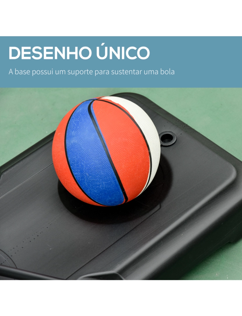 imagem de HOMCOM Cesta de Basquetebol Ajustável de 160-210cm Aro de Basquetebol com Suporte de Aço Base Recarregável 2 Rodas para Crianças e Adultos 75x83x261cm Vermelho e Preto7