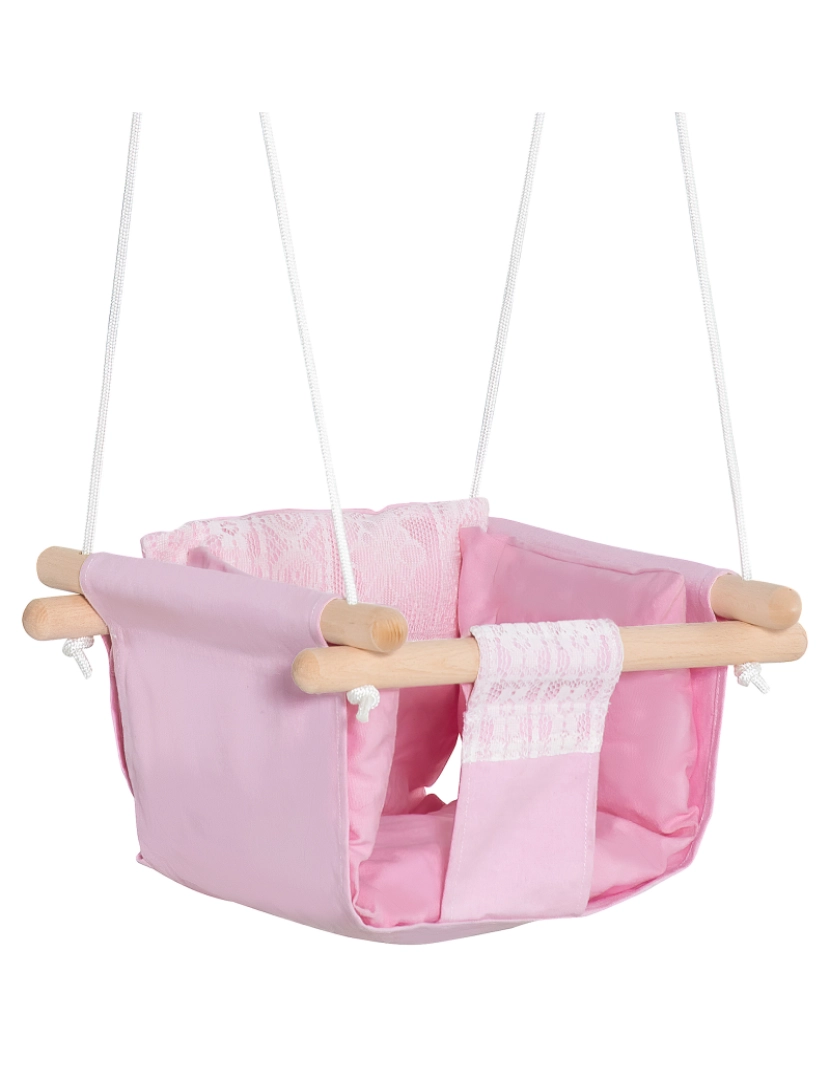 Outsunny - Baloiço para Bebé 40x40x180cm cor rosa e branco 344-027PK