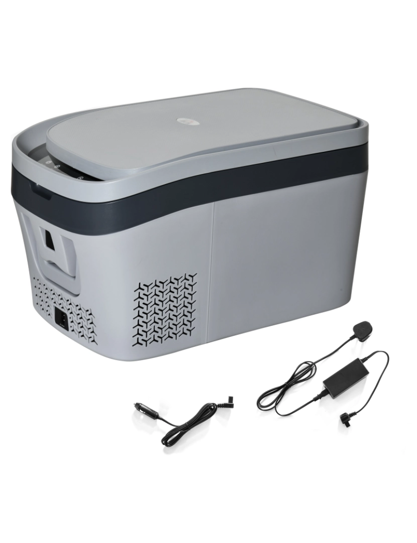 Homcom - HOMCOM Geleira Elétrica de Compressor 24L Portátil 12V/24V de 20℃ a -18℃ com Tela LED Tátil e Luz Geleira de Carro ou Doméstico para Campismo Viagens 58x36,4x34,5cm Cinza