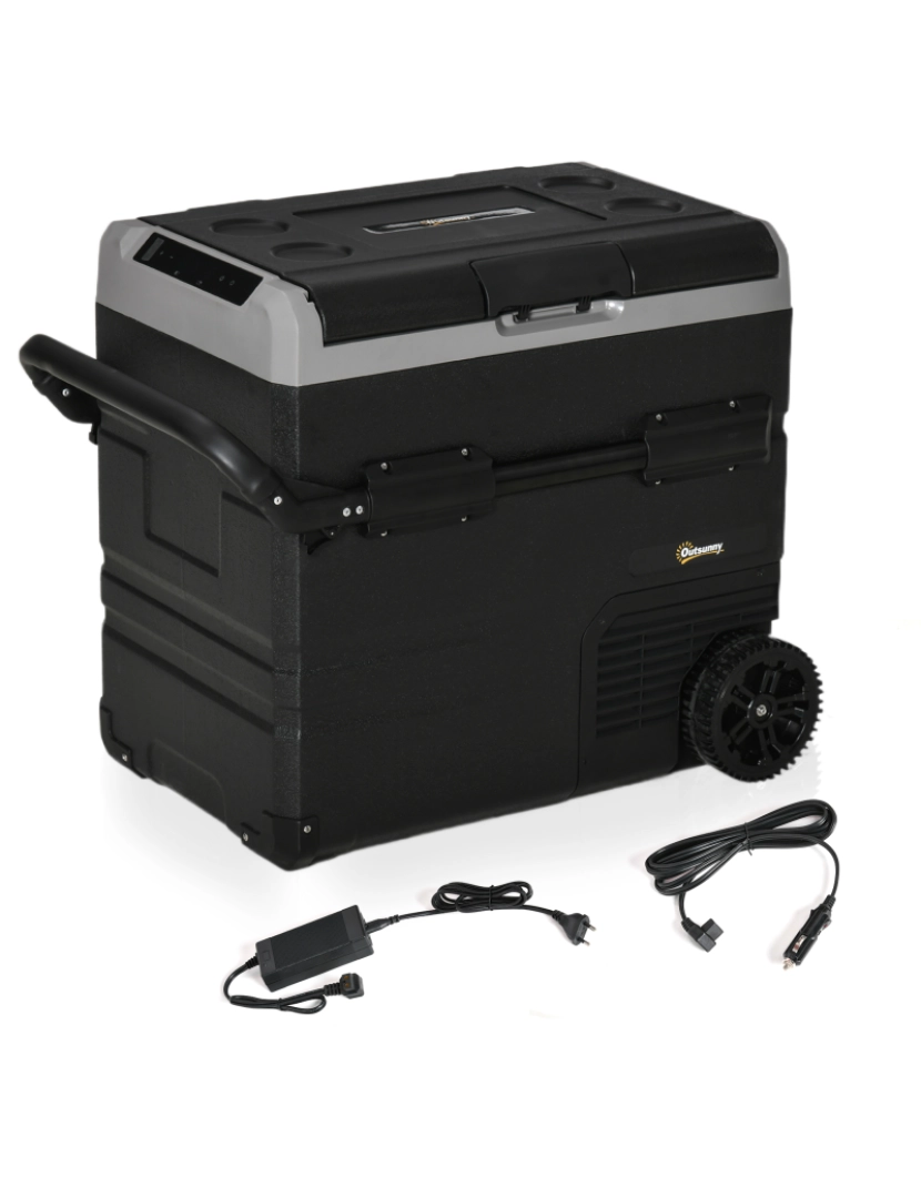 Outsunny - Outsunny Geleira Elétrica de Compressor Portátil 45L Geleira de Carro CC 12V/24V Temperatura até -20℃ com Tela Tátil Alça Retrátil e Rodas 71,1x46x50,6cm Preto
