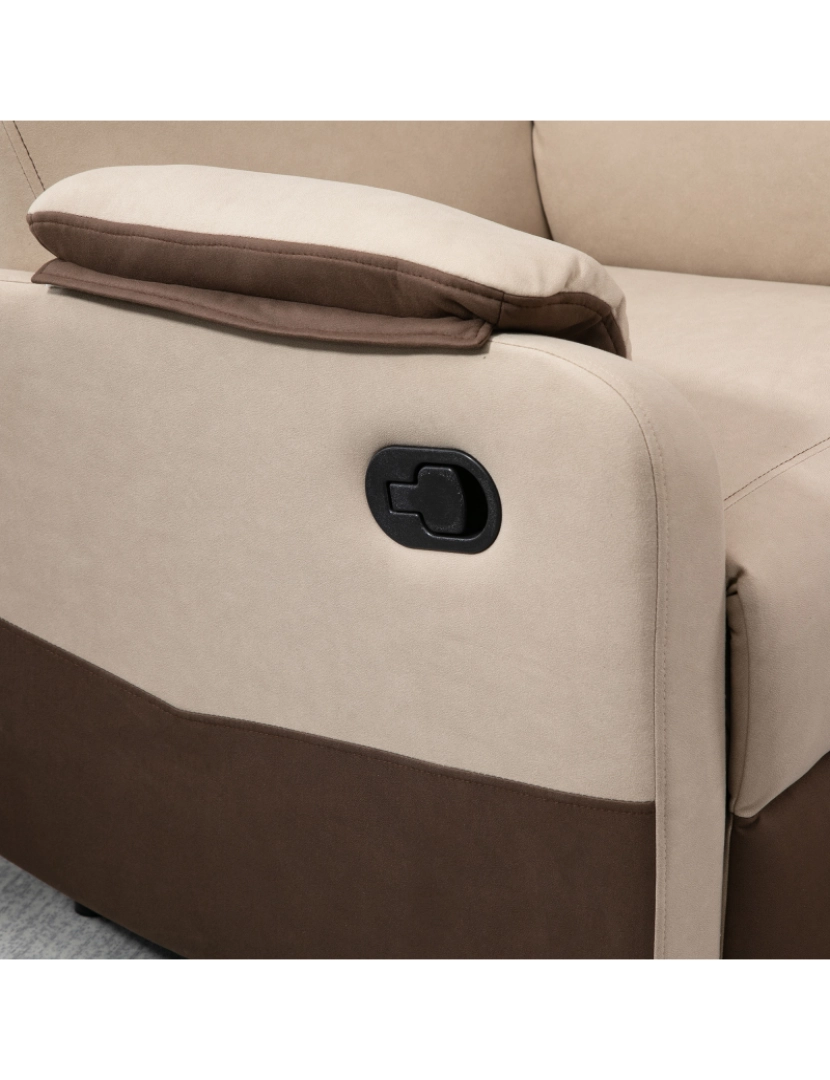 imagem de HOMCOM Poltrona Relax Reclinável até 145° Estofada em Poliéster com Apoio para os Pés Retrátil Carga Máxima 120kg para Sala de Estar Escritório Dormitório 75x89x105cm Marrom e Bege8