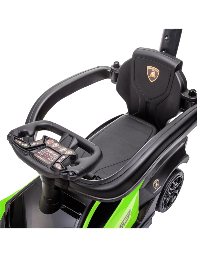 imagem de AIYAPLAY 2 em 1 Carro Andador para Crianças 12-36 Meses Lamborghini Essenza SCV2 Carro Andador com Buzina Guiador e Grade de Segurança Removível 86,5x40x89,5cm Verde e Preto10