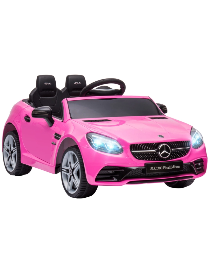Aiyaplay - AIYAPLAY Carro Elétrico Mercedes SLC 300 12V para Crianças de 3-6 Anos com Controlo Remoto Faróis LED Buzina Música TF USB e Abertura da Porta 3-5km/h 107x62,5x44cm Rosa