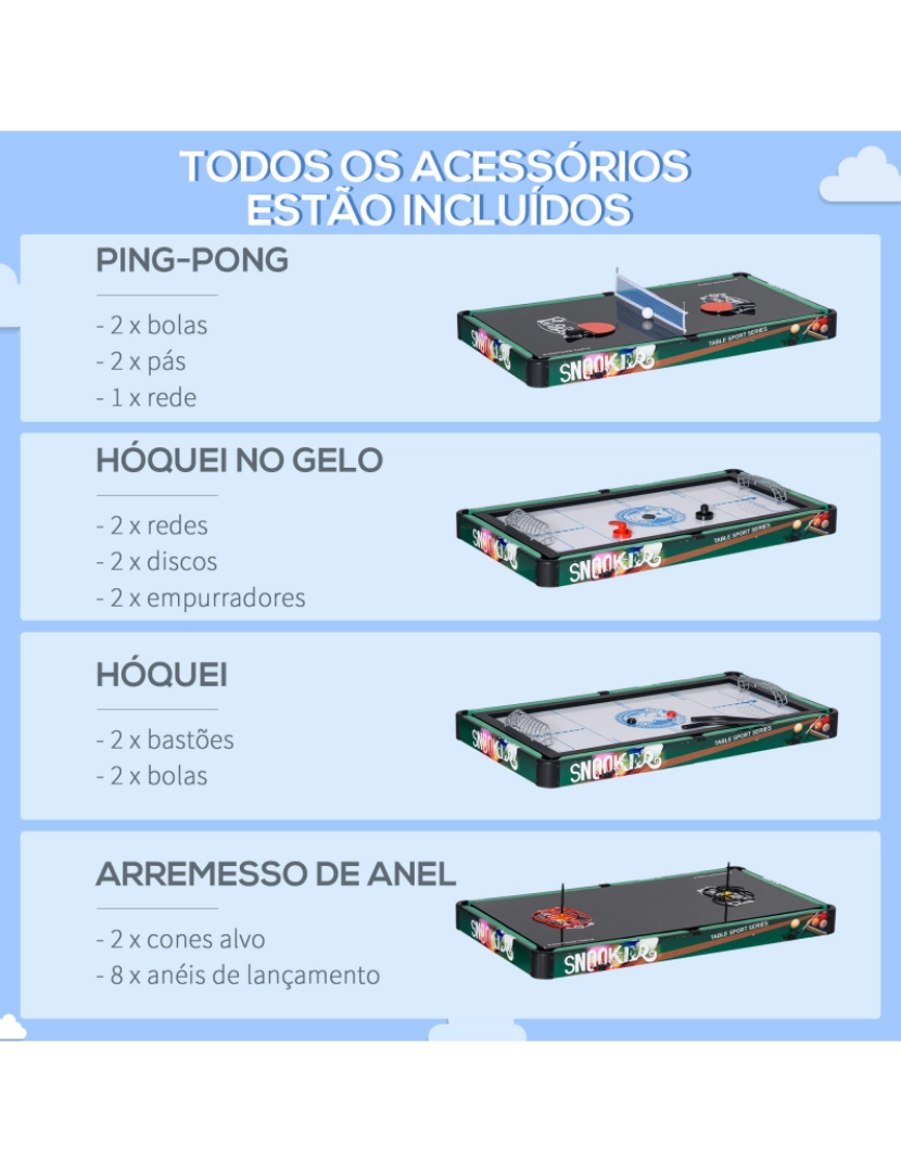 imagem de HOMCOM Mesa Multi Jogos para Crianças acima de 7 Anos Mesa de Jogos 6 em 1 Dobrável Bilhar Matraquilho Ping Pong Lançamento de Anéis Hóquei no Gelo e Air Hóquei 118x104x71cm Multicor7