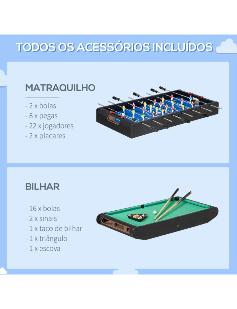 imagem de HOMCOM Mesa Multi Jogos para Crianças acima de 7 Anos Mesa de Jogos 6 em 1 com Rodas Bilhar Matraquilho Ping Pong Lançamento de Anéis Hóquei no Gelo e Air Hóquei 120x88x79cm Multicor6