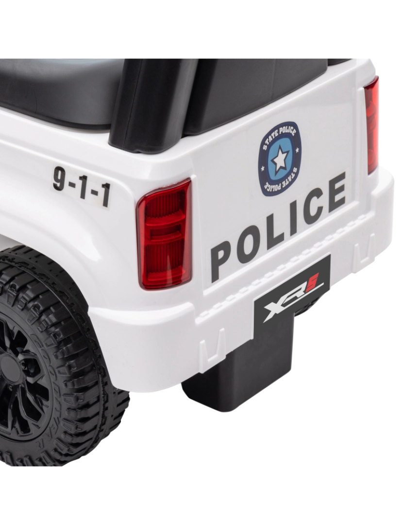 imagem de HOMCOM Carro Andador de Policia para Bebé de 18-60 Meses Carro sem Pedais com Buzina Megafone Compartimento de Armazenamento e Encosto Removível 62x29x43cm Branco8