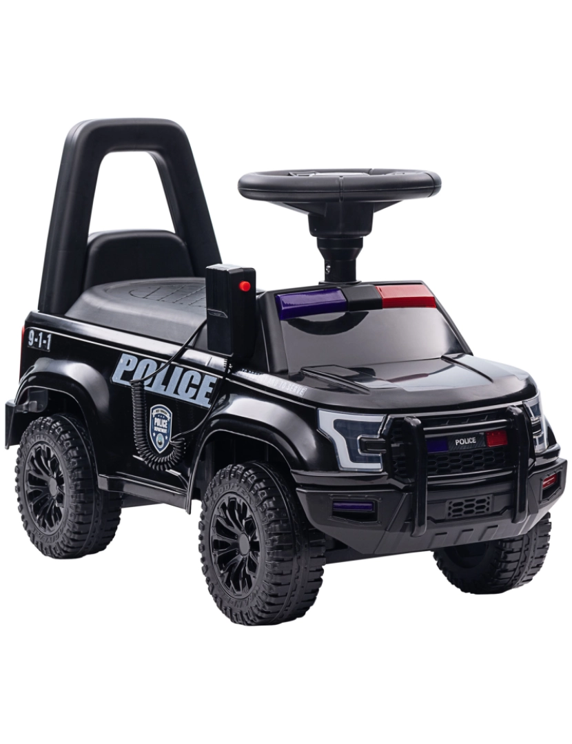 Homcom - Carro Andador de Policia 62x29x43cm cor preto 370-219V00BK