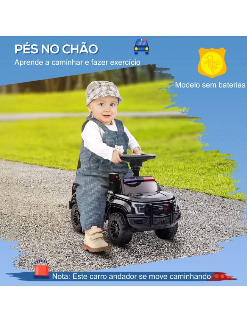 imagem de Carro Andador de Policia 62x29x43cm cor preto 370-219V00BK6