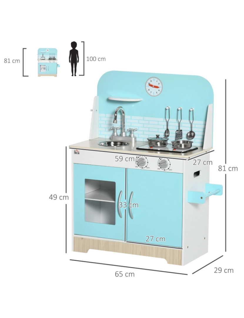 imagem de Cozinha Infantil 65x29x81cm cor azul 350-137V80BU3