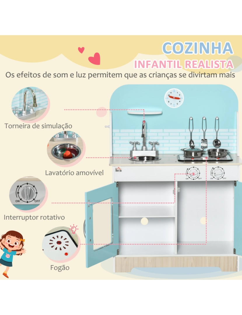 imagem de Cozinha Infantil 65x29x81cm cor azul 350-137V80BU4