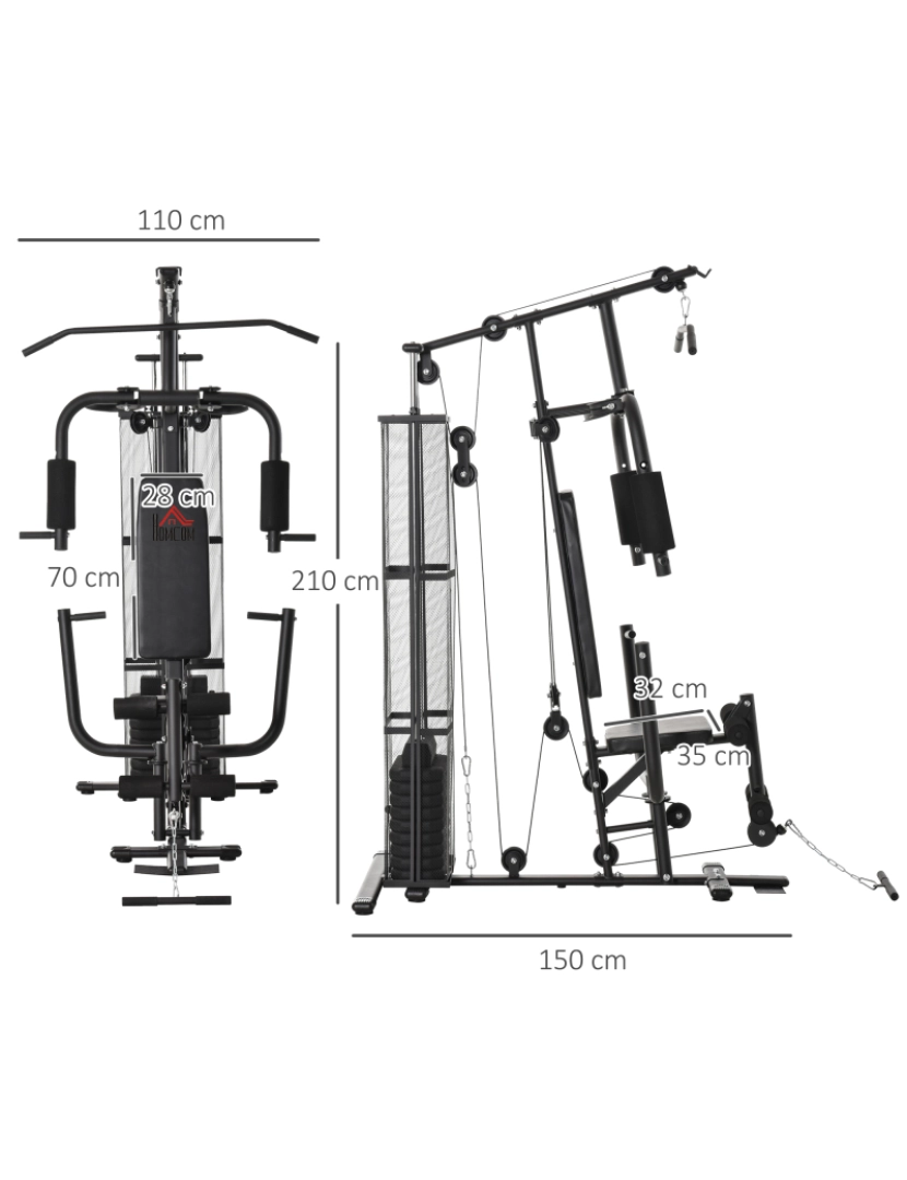 imagem de Multi Estação de Musculação 150x110x210cm cor preto A91-134BK3