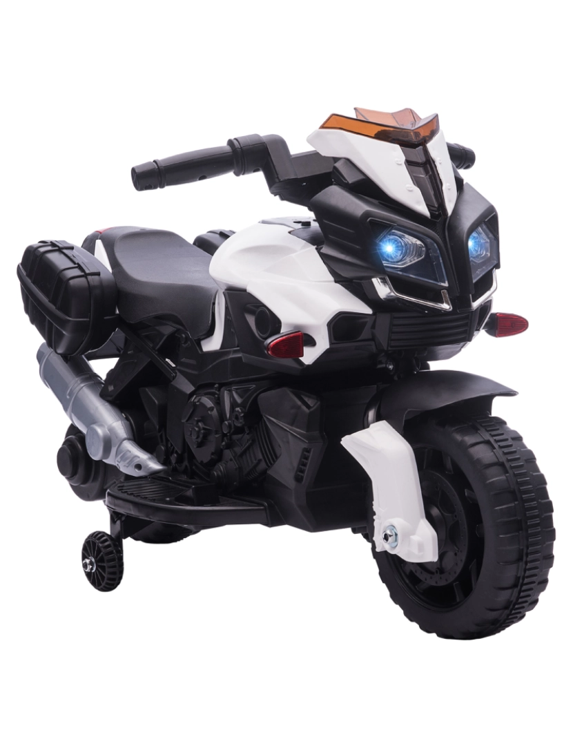 Homcom - Moto Elétrica para Crianças 88.5x42.5x49cm cor branco e preto 370-159V90WT