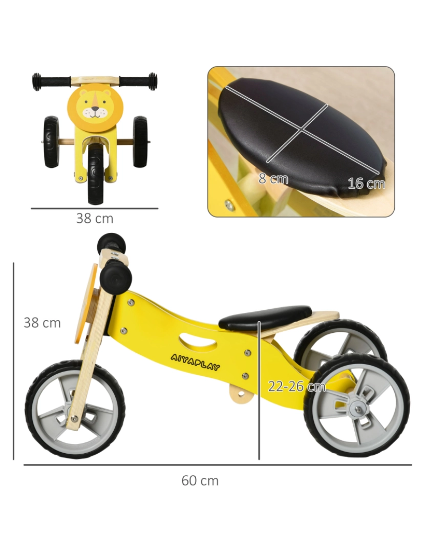 imagem de Bicicleta sem Pedais 60x38x38cm cor amarelo 370-231V00YL3