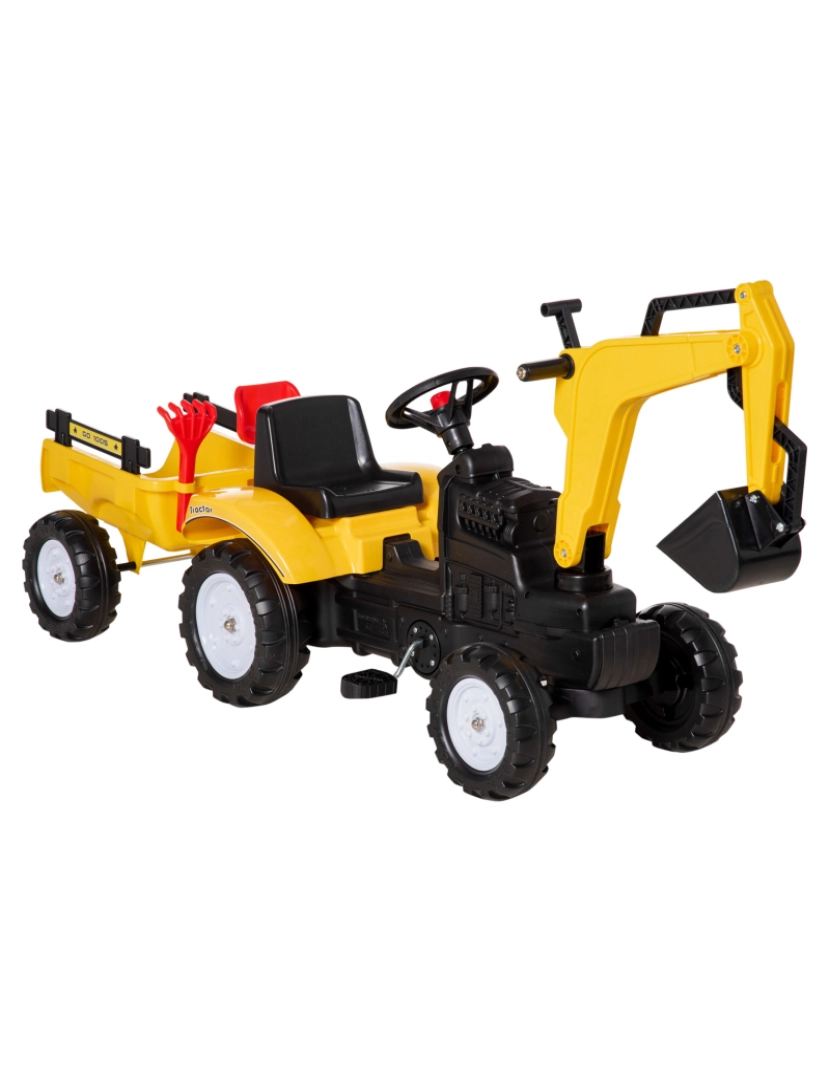 Homcom - Tractor a Pedal 163x42x71cm cor amarelo 370-194