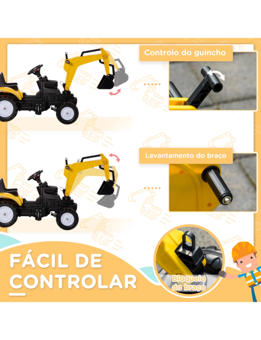 imagem de Tractor a Pedal 163x42x71cm cor amarelo 370-1945