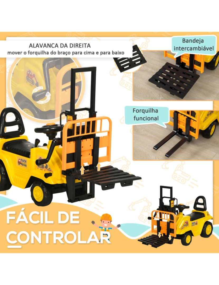 imagem de Carro Andador Empilhadeira 86x27,5x47,5cm cor amarelo 370-245V00YL4