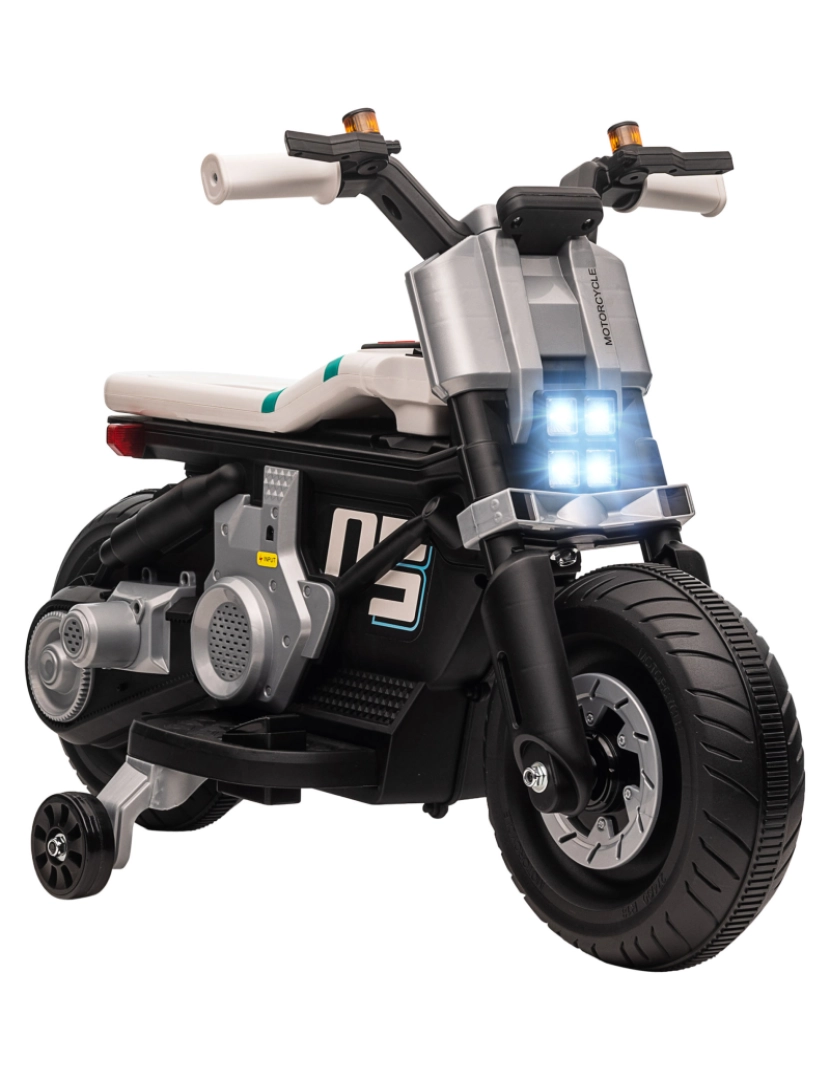 Homcom - Mota elétrica bateria desenho Polícia com rodas de equilíbrio, MOTOS