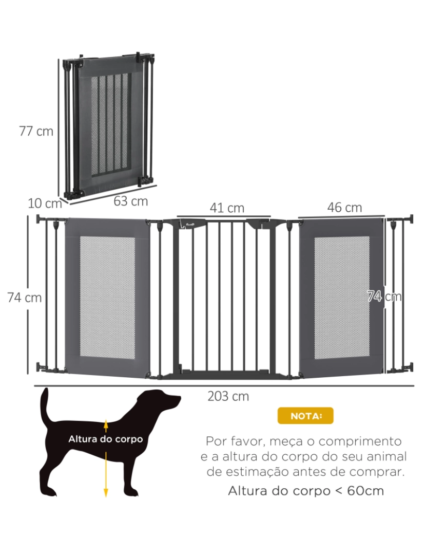 imagem grande de Barreira de Segurança para Cães 203x2x74cm cor preto D06-163V00BK3