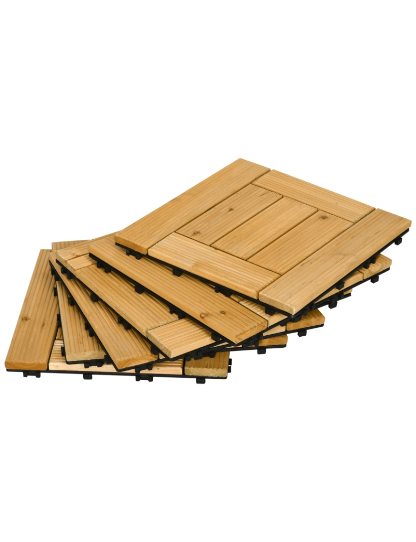 Outsunny - 27 Peças de Deck de Madeira 30x30x2.5cm cor cor de madeira natural 844-608V00YL