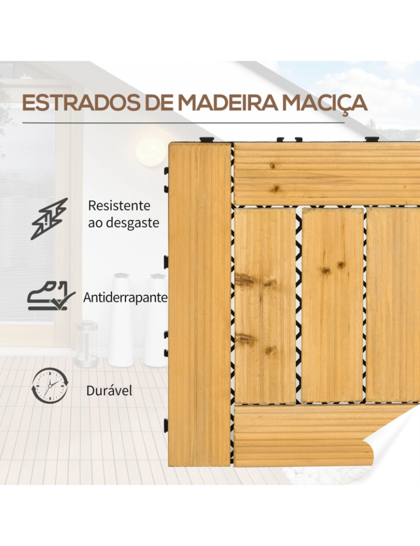 imagem de 27 Peças de Deck de Madeira 30x30x2.5cm cor cor de madeira natural 844-608V00YL4