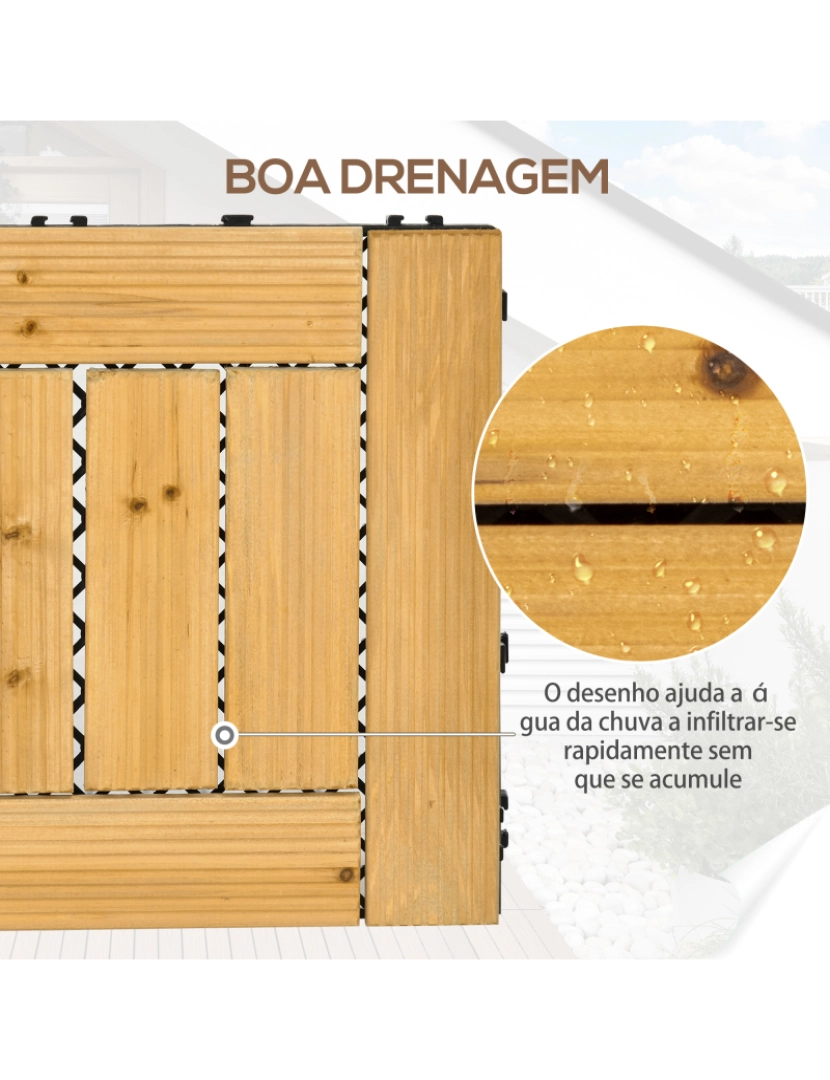imagem de 27 Peças de Deck de Madeira 30x30x2.5cm cor cor de madeira natural 844-608V00YL5
