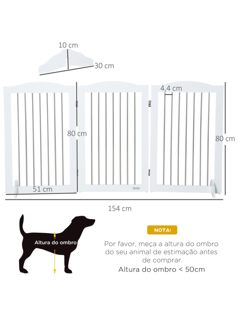 imagem de Barreira de Segurança para Animais de Estimação 154x30x80cm cor branco D06-168V00WT3