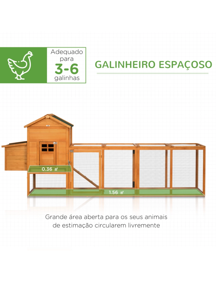imagem grande de Galinheiro de Madeira 297,5x68x118cm cor madeira e verde D51-362V00OG4