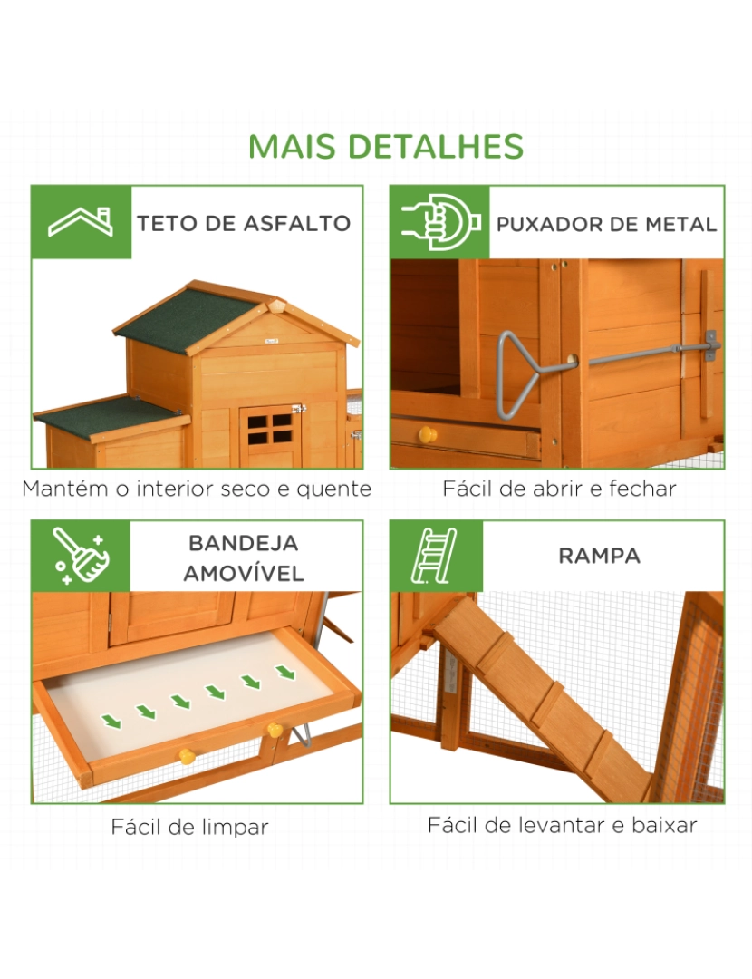 imagem de Galinheiro de Madeira 297,5x68x118cm cor madeira e verde D51-362V00OG7