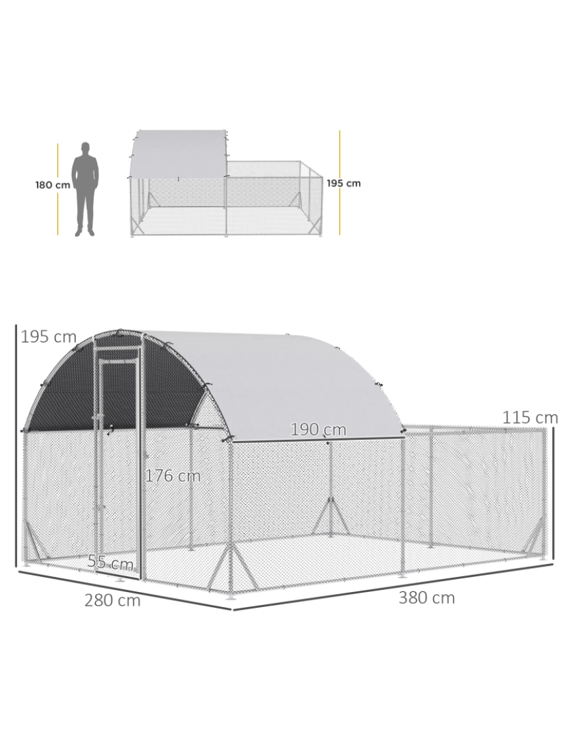 imagem de Galinheiro de Exterior 380x280x195cm cor prata D51-346V00SR3