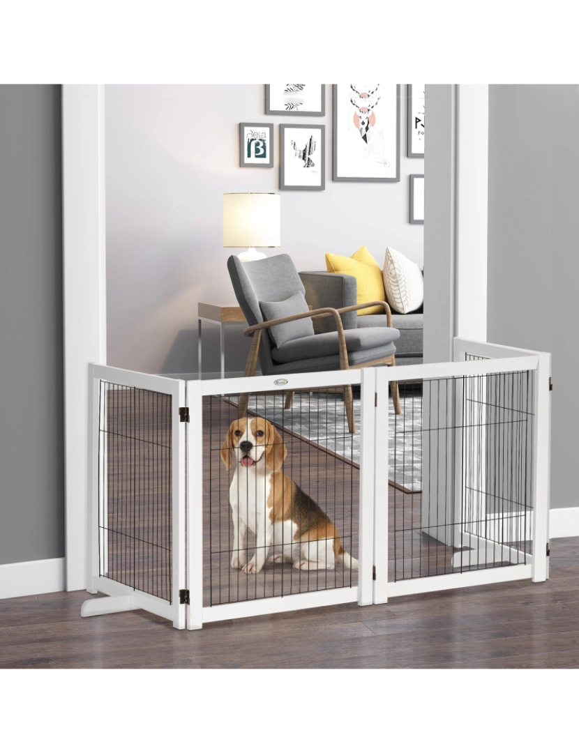 imagem de Barreira de Segurança para Cães 264x35.5x77cm cor branco D06-1162