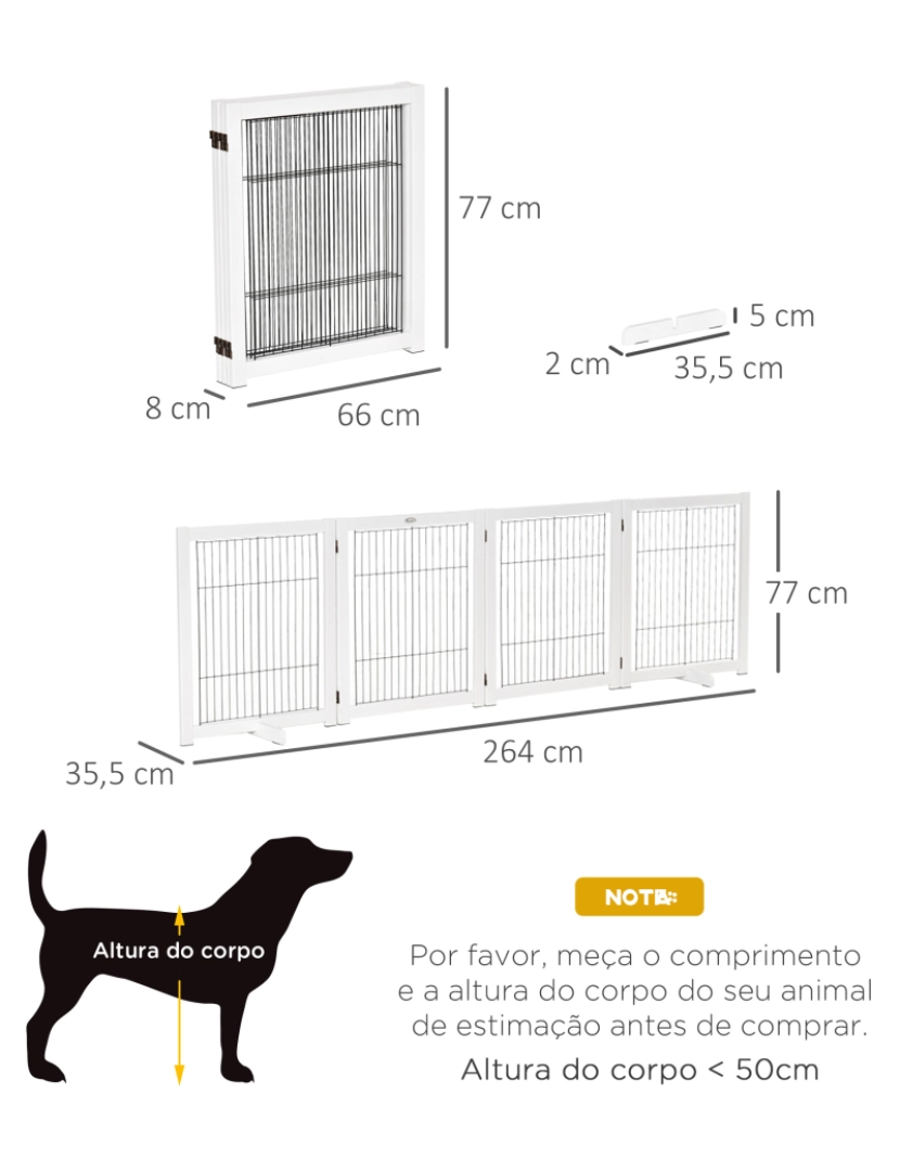 imagem de Barreira de Segurança para Cães 264x35.5x77cm cor branco D06-1163