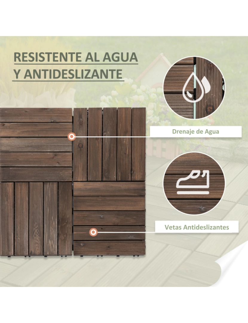 imagem de Módulo Deck de Madeira 30x30x2.5cm cor marrom escuro 844-325BK7