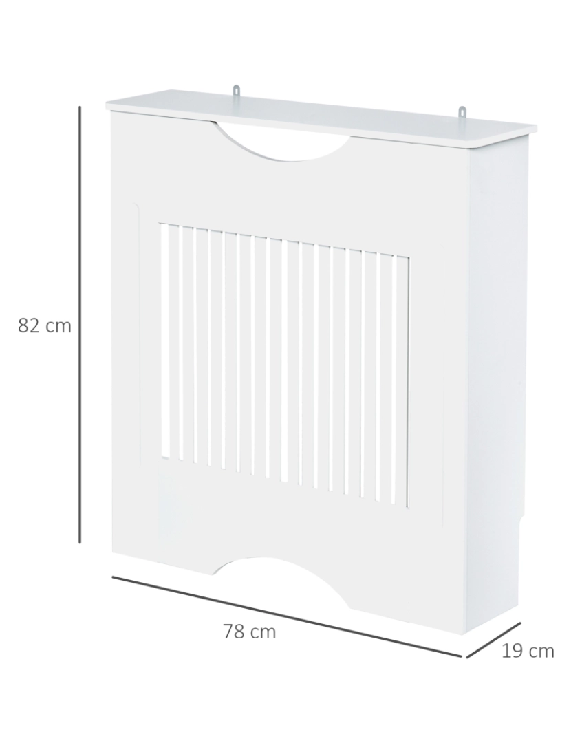 imagem de HOMCOM Cobertura Radiador 78x19x82cm Cobertura Radiador de MDF Moderno com Prateleira Carga 10kg e Dispositivo Anti Rolamento para Sala de Estar Dormitório Branco3