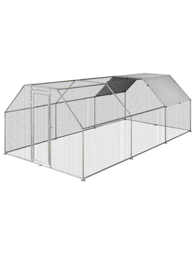 Pawhut - PawHut Galinheiro ao ar livre Gaiola para aves domésticas de metal galvanizado com fechadura e cobertura Oxford 280x570x195cm
