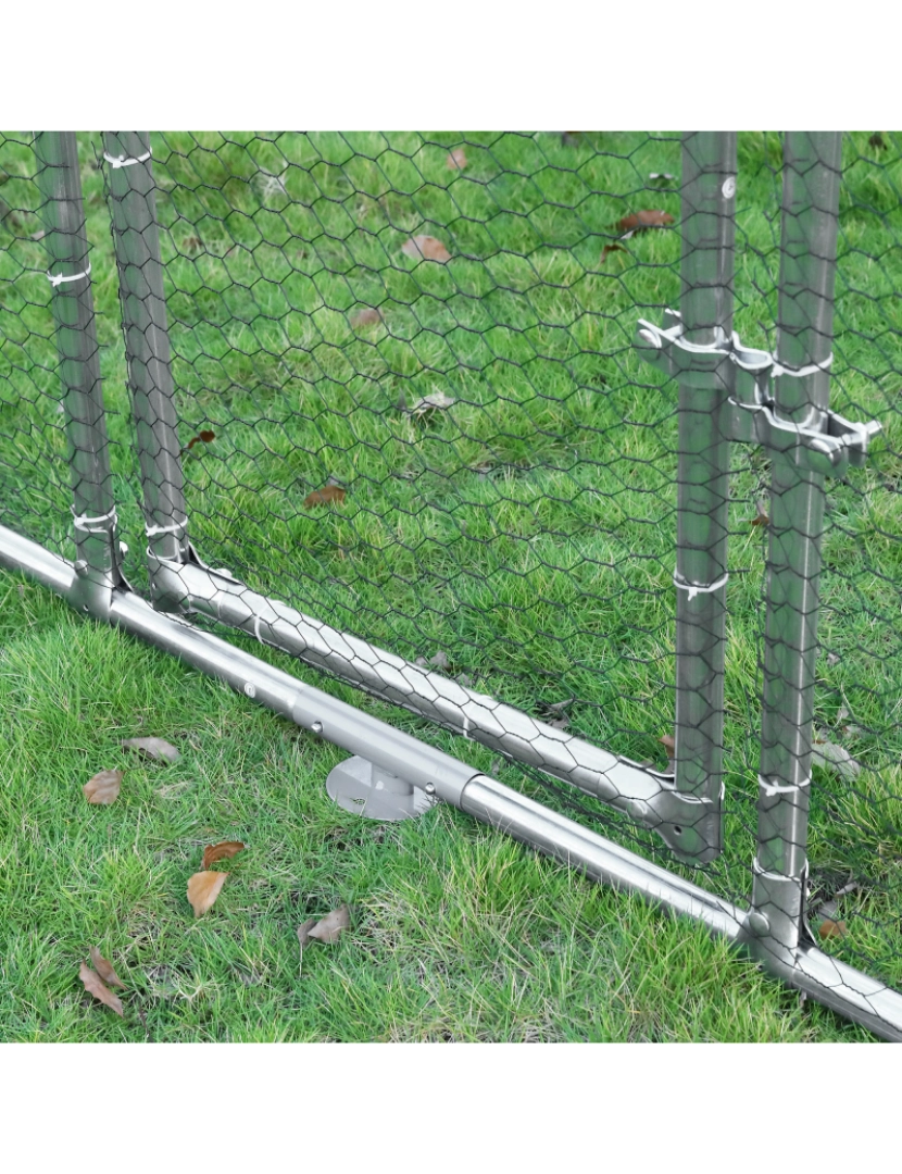 imagem grande de PawHut Galinheiro ao ar livre Gaiola para aves domésticas de metal galvanizado com fechadura e cobertura Oxford 280x570x195cm8